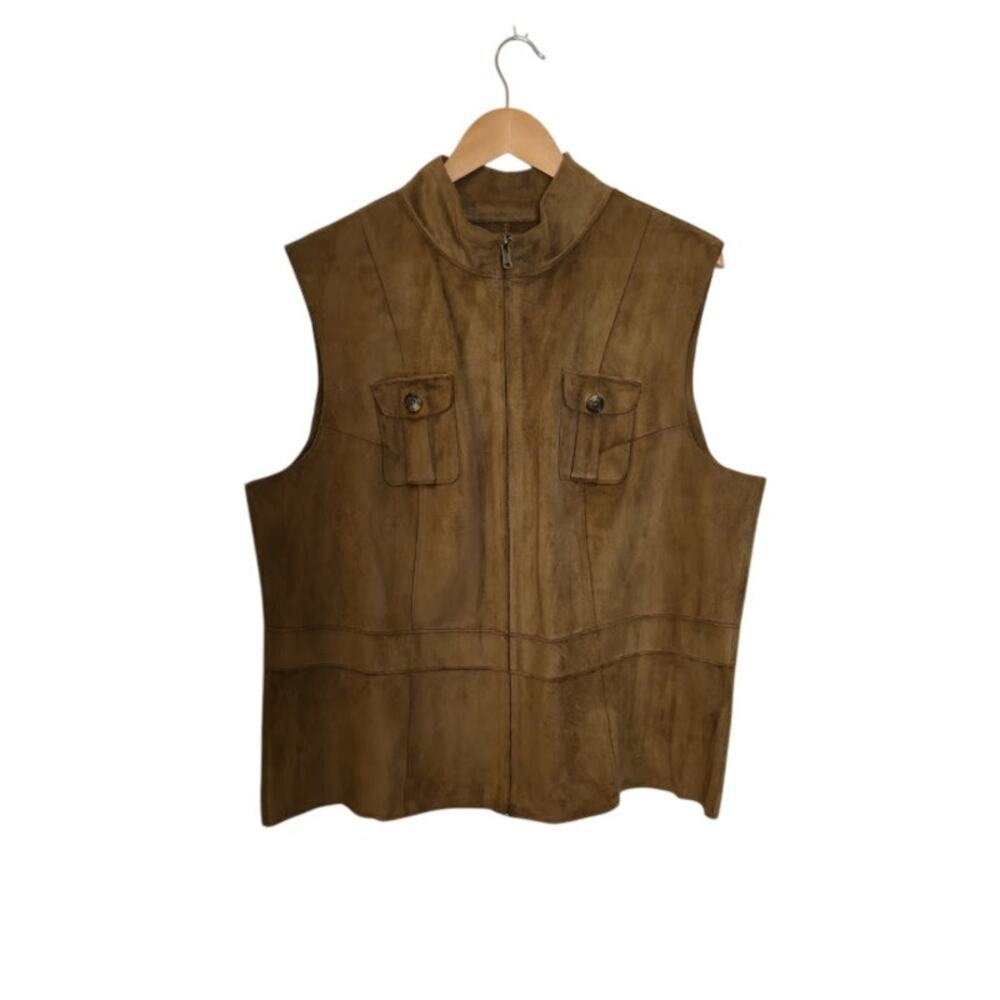 Lauren Ralph Lauren Dry Goods Supply Co Faux Suede Vest Size 1X Brown Western